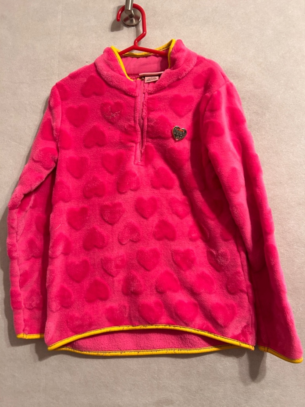 Juicy Couture toddler girls' pink heart fleece quarter-zip jacket sz 7 trendy